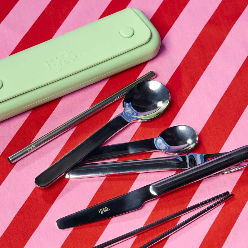 frank green 6 Piece Cutlery Set in Silicone Pouch Moon Dust image number 1